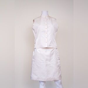 Calvin Klein Collection Vintage White Sleeveless Skirt Set